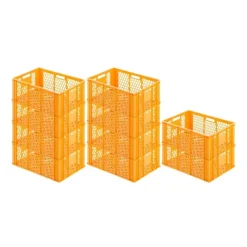 PROREGAL SparSet 10x Eurobehälter Bäcker- und Konditorenkasten HxBxT 25 x 40 x 60 49 Liter Gelb-Orange Brötchenkiste stapelbare Bäckerkiste