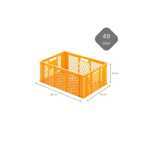 PROREGAL SparSet 10x Eurobehälter Bäcker- und Konditorenkasten HxBxT 25 x 40 x 60 49 Liter Gelb-Orange Brötchenkiste stapelbare Bäckerkiste