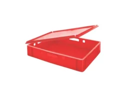 PROREGAL SparSet 10 x Eurobehälter Fleischerkasten E1 Mit Auflagedeckel HxBxT 12,5 x 40 x 60 cm 25 Liter Rot Fleischerkiste Fleischkiste