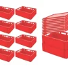 PROREGAL SparSet 10x Eurobehälter Fleischerkasten E2 mit Auflagedeckel HxBxT 20 x 40 x 60 cm 41 Liter Rot Fleischerkiste Fleischkiste Metzgerkiste