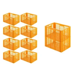 PROREGAL SparSet 10 x Eurobehälter Bäcker- und Konditorenkasten HxBxT 34,9 x 40 x 60 70 Liter Gelb-Orange Brötchenkiste Sstapelbare Bäckerkiste