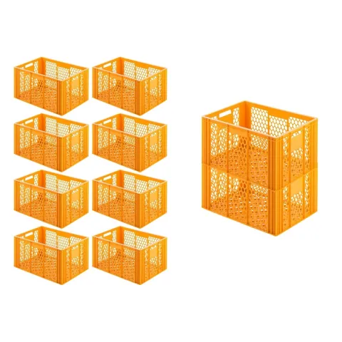 PROREGAL SparSet 10 x Eurobehälter Bäcker- und Konditorenkasten HxBxT 34,9 x 40 x 60 70 Liter Gelb-Orange Brötchenkiste Sstapelbare Bäckerkiste