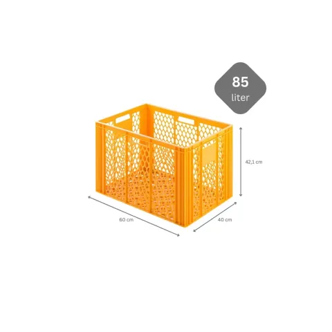 PROREGAL SparSet 10 x Eurobehälter Bäcker- und Konditorenkasten HxBxT 42,1 x 40 x 60 85 Liter Gelb-Orange Brötchenkiste Sstapelbare Bäckerkiste