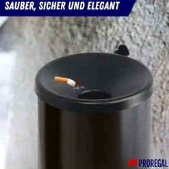 PROREGAL SparSet 4x Runder Feuerlöschender Wandaschenbecher 2 Liter HxØ 16 x 16 cm Metal Edelstahl & Silber