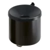 PROREGAL SparSet 4x Runder Feuerlöschender Wandaschenbecher 2 Liter HxØ 16 x 16 cm Metal Schwarz Mit Schwarzem Deckel