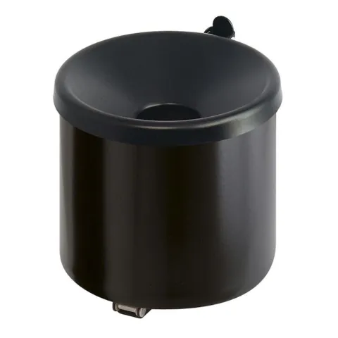 PROREGAL SparSet 4x Runder Feuerlöschender Wandaschenbecher 2 Liter HxØ 16 x 16 cm Metal Schwarz Mit Schwarzem Deckel