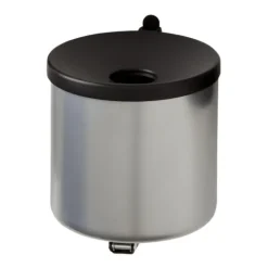 PROREGAL SparSet 4x Runder Feuerlöschender Wandaschenbecher 2 Liter HxØ 16 x 16 cm Metal Silber Mit Schwarzem Deckel