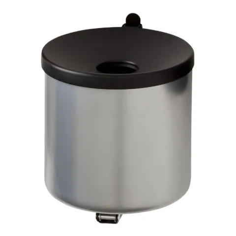 PROREGAL SparSet 4x Runder Feuerlöschender Wandaschenbecher 2 Liter HxØ 16 x 16 cm Metal Silber Mit Schwarzem Deckel