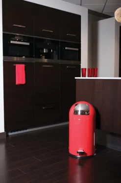 PROREGAL Stilvoller Eleganter Abfalleimer Mit Starkem Fußpedal und Verzinktem Inneneimer 33 Liter HxBxT 70 x 38 x 37,5 cm Rot