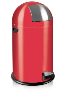 PROREGAL Stilvoller Eleganter Abfalleimer Mit Starkem Fußpedal und Verzinktem Inneneimer 33 Liter HxBxT 70 x 38 x 37,5 cm Rot
