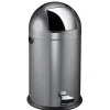 PROREGAL Stilvoller Eleganter Abfalleimer Mit Starkem Fußpedal und Verzinktem Inneneimer 33 Liter HxØ 70 x 35 cm Grau