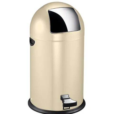 PROREGAL Stilvoller Eleganter Abfalleimer Mit Starkem Fußpedal und Verzinktem Inneneimer 33 Liter HxØ 70 x 35 cm Creme