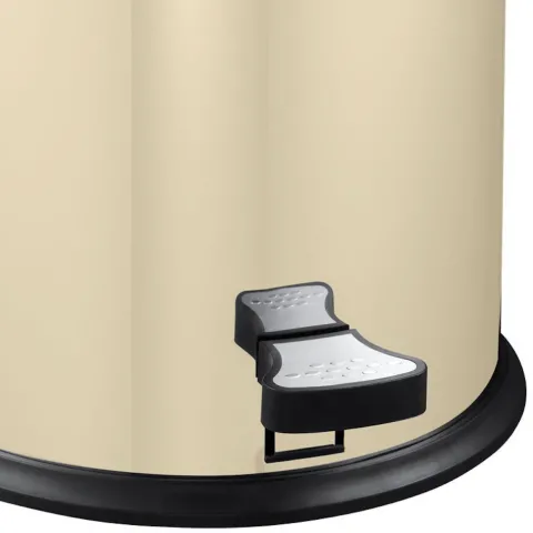 PROREGAL Stilvoller Eleganter Abfalleimer Mit Starkem Fußpedal und Verzinktem Inneneimer 33 Liter HxØ 70 x 35 cm Creme