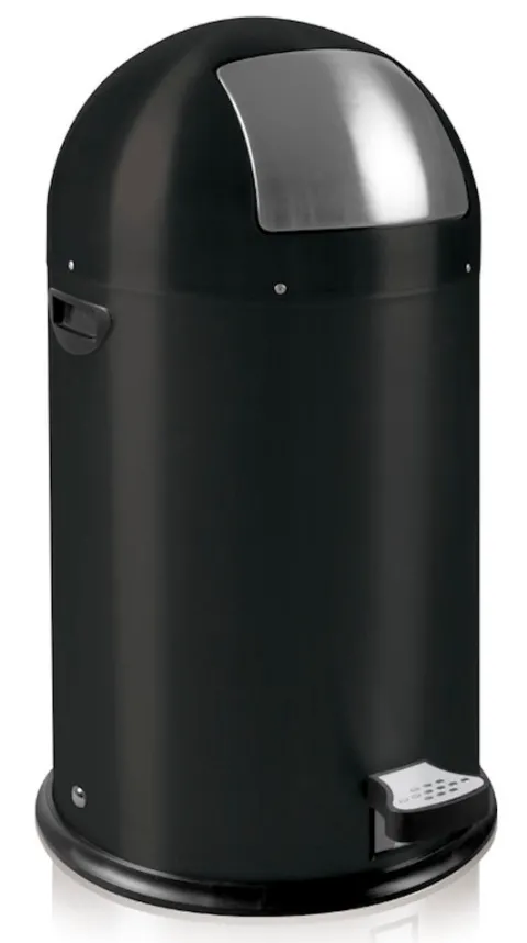 PROREGAL Stilvoller Eleganter Abfalleimer Mit Starkem Fußpedal und Verzinktem Inneneimer 33 Liter HxØ 70 x 35 cm Schwarz