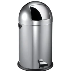 PROREGAL Stilvoller Eleganter Abfalleimer Mit Starkem Fußpedal und Verzinktem Inneneimer 33 Liter HxØ 70 x 35 cm Edelstahl