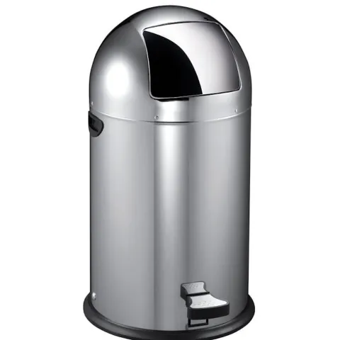 PROREGAL Stilvoller Eleganter Abfalleimer Mit Starkem Fußpedal und Verzinktem Inneneimer 33 Liter HxØ 70 x 35 cm Edelstahl