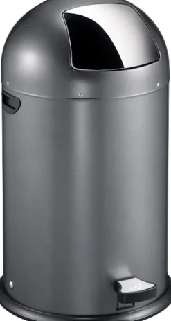 PROREGAL Stilvoller Eleganter Abfalleimer Mit Starkem Fußpedal und Verzinktem Inneneimer 40 Liter HxBxT 74 x 41,5 x 47,5 cm Grau