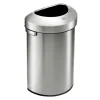 PROREGAL Stilvoller Halbrunder Offener Abfallsammler Aus Gebürstetem Edelstahl 80 Liter HxBxT 75 x 50 x 35 cm Silber
