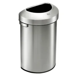 PROREGAL Stilvoller Halbrunder Offener Abfallsammler Aus Gebürstetem Edelstahl 80 Liter HxBxT 75 x 50 x 35 cm Silber