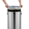 PROREGAL Stilvoller Offener Abfallsammler Aus Gebürstetem Edelstahl 60 Liter HxØ 68,5 x 40,5 cm Silber
