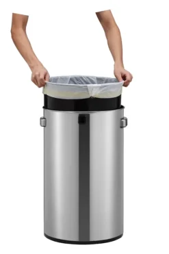 PROREGAL Stilvoller Offener Abfallsammler Aus Gebürstetem Edelstahl 60 Liter HxØ 68,5 x 40,5 cm Silber