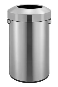 PROREGAL Stilvoller Offener Abfallsammler Aus Gebürstetem Edelstahl 60 Liter HxØ 68,5 x 40,5 cm Silber