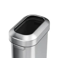 PROREGAL Stilvoller Ovaler Offener Abfallsammler Aus Gebürstetem Edelstahl 60 Liter HxBxT 65 x 46,2 x 28,8 cm Silber