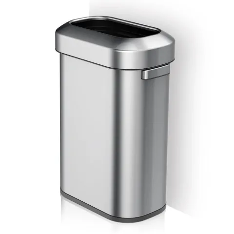 PROREGAL Stilvoller Ovaler Offener Abfallsammler Aus Gebürstetem Edelstahl 60 Liter HxBxT 65 x 46,2 x 28,8 cm Silber