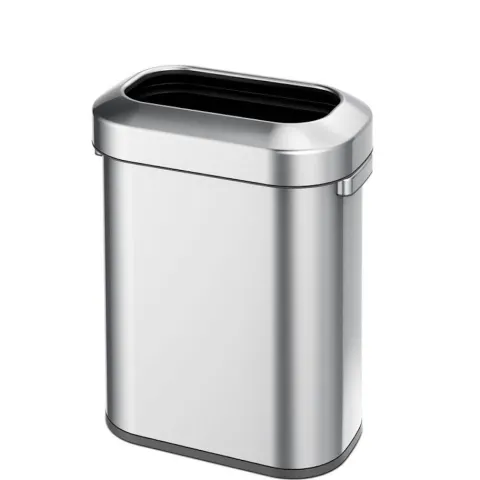 PROREGAL Stilvoller Ovaler Offener Abfallsammler Aus Gebürstetem Edelstahl 60 Liter HxBxT 65 x 46,2 x 28,8 cm Silber