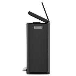 PROREGAL Stilvoller Rechteckiger Treteimer Mit Extra Breitem Pedal & Gedämpften Stay Open Deckel HxBxT 63,7 x 36,2 x 29,7 cm 30 Liter Schwarz