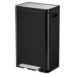 PROREGAL Stilvoller Rechteckiger Treteimer Mit Extra Breitem Pedal & Gedämpften Stay Open Deckel HxBxT 63,7 x 36,2 x 29,7 cm 30 Liter Schwarz
