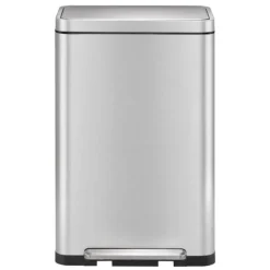 PROREGAL Stilvoller Rechteckiger Treteimer Mit Extra Breitem Pedal & Gedämpften Stay Open Deckel HxBxT 63,7 x 36,2 x 29,7 cm 30 Liter Silber