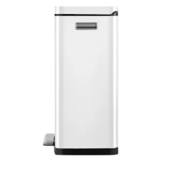 PROREGAL Stilvoller Rechteckiger Treteimer Mit Extra Breitem Pedal & Gedämpften Stay Open Deckel HxBxT 63,7 x 36,2 x 29,7 cm 30 Liter Weiß