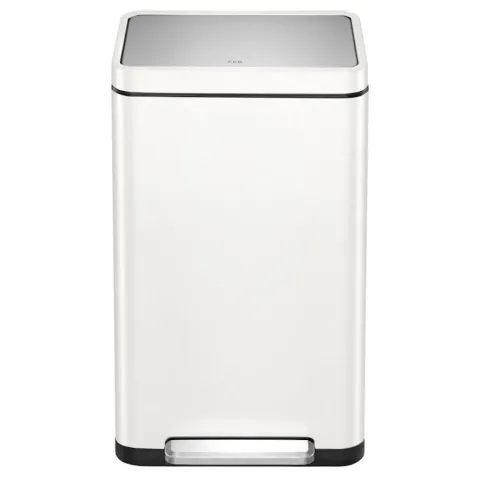 PROREGAL Stilvoller Rechteckiger Treteimer Mit Extra Breitem Pedal & Gedämpften Stay Open Deckel HxBxT 63,7 x 36,2 x 29,7 cm 30 Liter Weiß