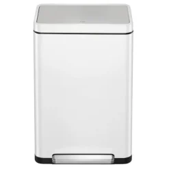 PROREGAL Stilvoller Rechteckiger Treteimer Mit Extra Breitem Pedal & Gedämpften Stay Open Deckel HxBxT 65,2 x 43,3 x 33,4 cm 45 Liter Weiß