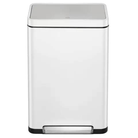 PROREGAL Stilvoller Rechteckiger Treteimer Mit Extra Breitem Pedal & Gedämpften Stay Open Deckel HxBxT 65,2 x 43,3 x 33,4 cm 45 Liter Weiß