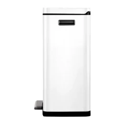 PROREGAL Stilvoller Rechteckiger Treteimer Mit Extra Breitem Pedal & Gedämpften Stay Open Deckel HxBxT 65,2 x 43,3 x 33,4 cm 45 Liter Weiß