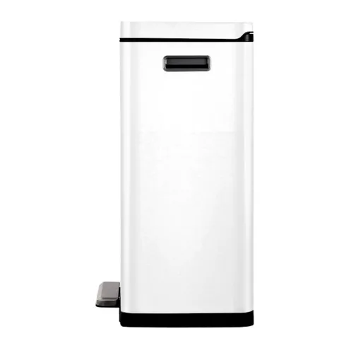 PROREGAL Stilvoller Rechteckiger Treteimer Mit Extra Breitem Pedal & Gedämpften Stay Open Deckel HxBxT 65,2 x 43,3 x 33,4 cm 45 Liter Weiß