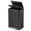PROREGAL Stilvoller Rechteckiger Treteimer Mit Extra Breitem Pedal & Gedämpften Stay Open Deckel HxBxT 65,2 x 43,3 x 33,4 cm 45 Liter Schwarz