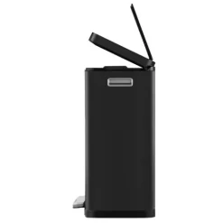 PROREGAL Stilvoller Rechteckiger Treteimer Mit Extra Breitem Pedal & Gedämpften Stay Open Deckel HxBxT 65,2 x 43,3 x 33,4 cm 45 Liter Schwarz