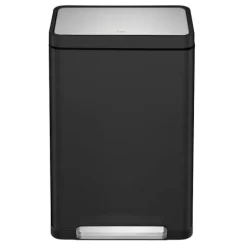 PROREGAL Stilvoller Rechteckiger Treteimer Mit Extra Breitem Pedal & Gedämpften Stay Open Deckel HxBxT 65,2 x 43,3 x 33,4 cm 45 Liter Schwarz