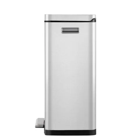 PROREGAL Stilvoller Rechteckiger Treteimer Mit Extra Breitem Pedal & Gedämpften Stay Open Deckel HxBxT 65,2 x 43,3 x 33,4 cm 45 Liter Silber