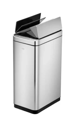 PROREGAL Stilvoller Sensor Abfalleimer Aus Gebürstetem Edelstahl 30 Liter HxBxT 62 x 25,2 x 37,7 cm Silber