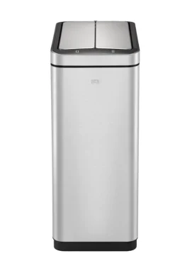 PROREGAL Stilvoller Sensor Abfalleimer Aus Gebürstetem Edelstahl 40 Liter HxBxT 66 x 27 x 46 cm Silber