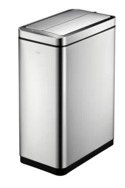 PROREGAL Stilvoller Sensor Abfalleimer Aus Gebürstetem Edelstahl 40 Liter HxBxT 66 x 27 x 46 cm Silber