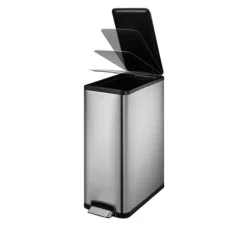 PROREGAL Stilvoller Treteimer Aus Mattem Edelstahl 45 Liter HxBxT 66,1 x 27,6 x 53,3 cm Silber