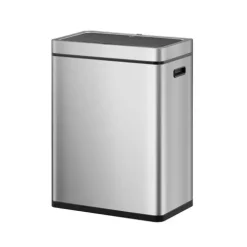 PROREGAL Stylischer Sensor Mülleimer Aus Gebürstetem Edelstahl 30 & 30 Liter HxBxT 65,2 x 48,6 x 30,8 cm Silber