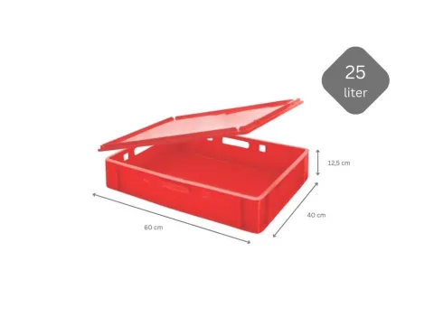 PROREGAL SuperSparSet 8 x Eurobehälter Fleischerkasten E1 Mit Auflagedeckel HxBxT 12,5 x 40 x 60 cm 25 Liter Rot Fleischerkiste Fleischkiste
