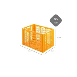 PROREGAL SuperSparSet 2 x Eurobehälter Bäcker- und Konditorenkasten HxBxT 42,1 x 40 x 60 85 Liter Gelb-Orange Brötchenkiste Sstapelbare Bäckerkiste