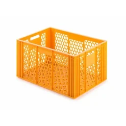 PROREGAL SuperSparSet 3 x Eurobehälter Bäcker- und Konditorenkasten HxBxT 34,9 x 40 x 60 70 Liter Gelb-Orange Brötchenkiste Sstapelbare Bäckerkiste